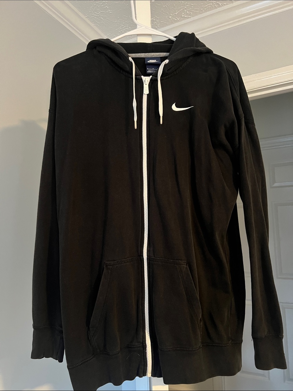 Nike Black Full-Zip Hooded Sweatshirt with White Swoosh